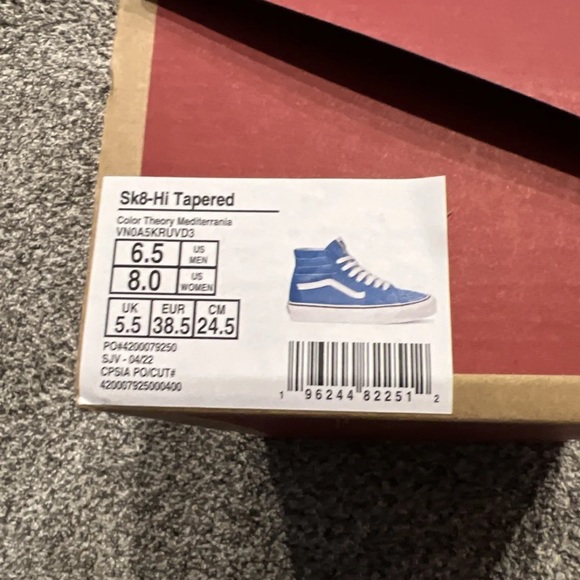Vans sk8 hi tapered in blue. Womens 8/ men’s 6.5 - Picture 2 of 7